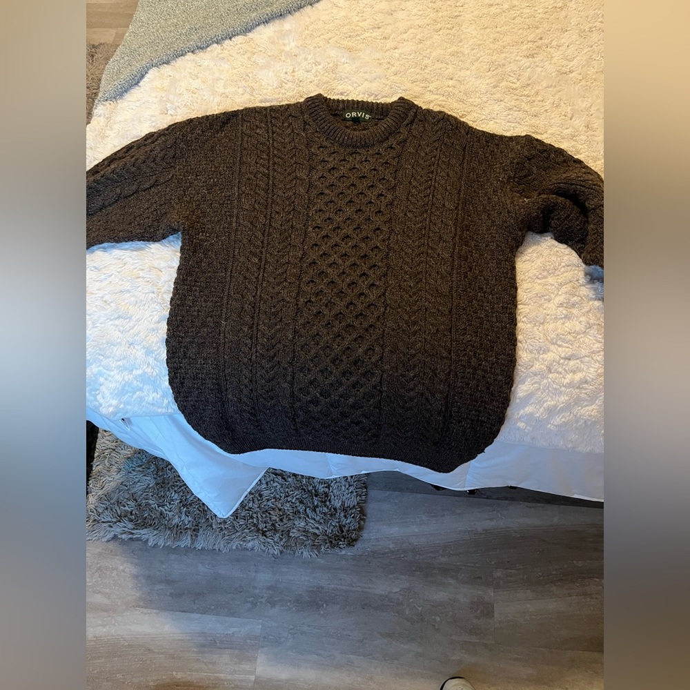 Orvis Vintage Wool Fisherman Sweater. Made in Ireland. Size Large. Like new.